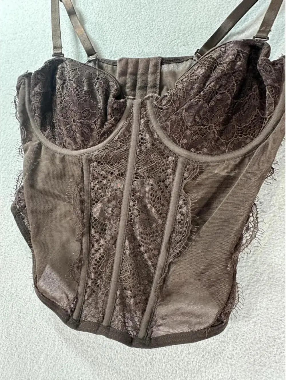 Brown Lace Corset Bustier Top